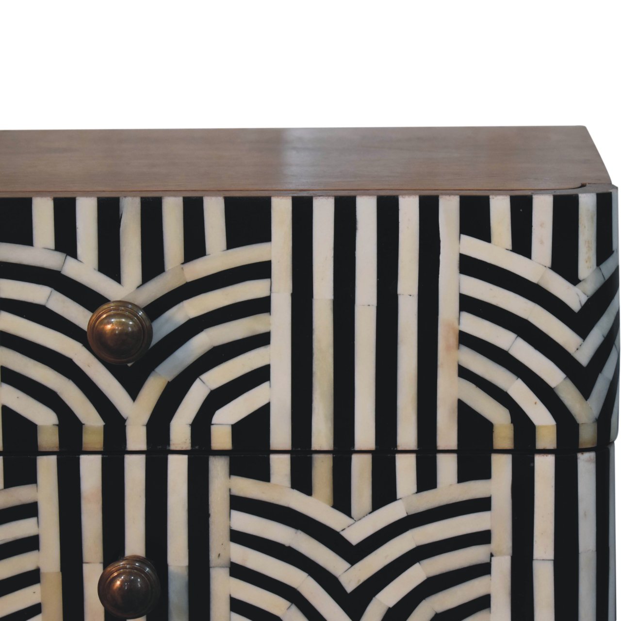 Honey Caramel Edessa Bone Inlay Bedside Table — detail close-up