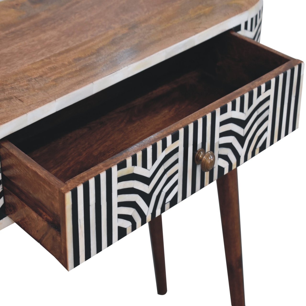Honey Caramel Edessa Bone Inlay Console Table | Solid Mango Wood
