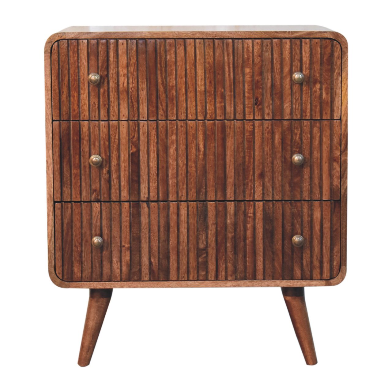 Honey Caramel T-bar Ridged Chest — main view, handcrafted solid mango wood