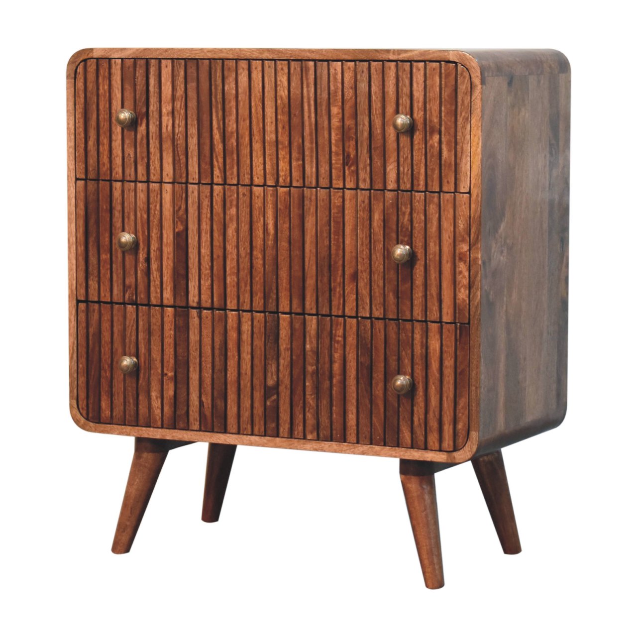 Honey Caramel T-bar Ridged Chest | Solid Mango Wood