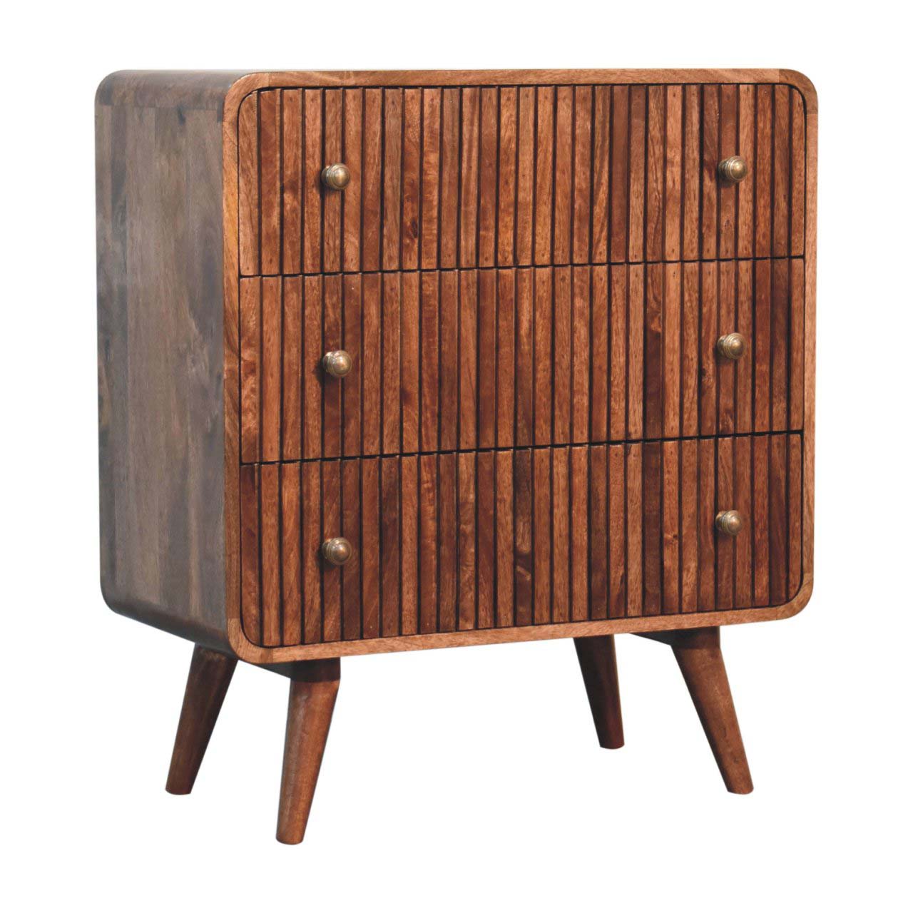 Honey Caramel T-bar Ridged Chest | Solid Mango Wood