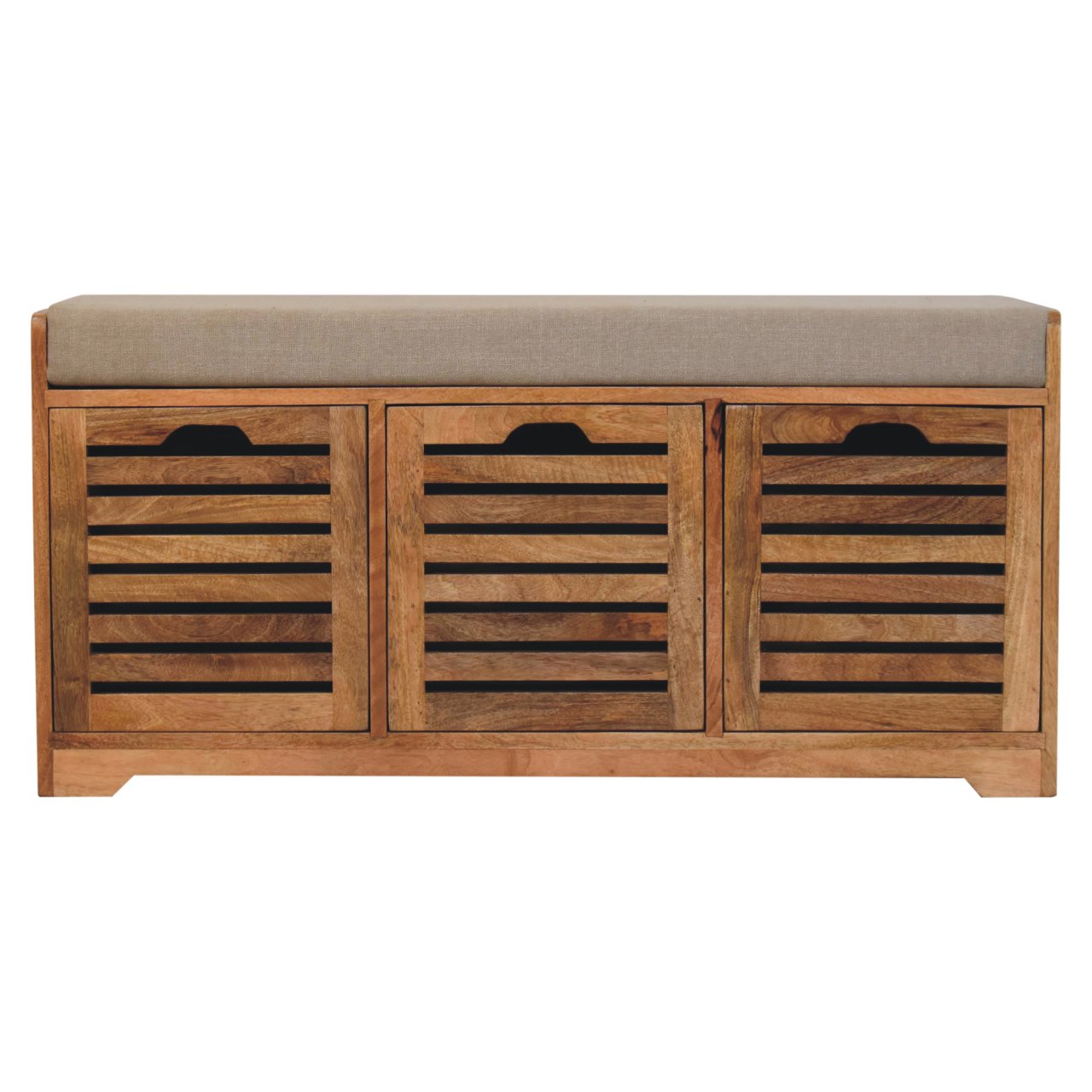 Shutter Oak-ish Shoe Bench | Solid Mango Wood