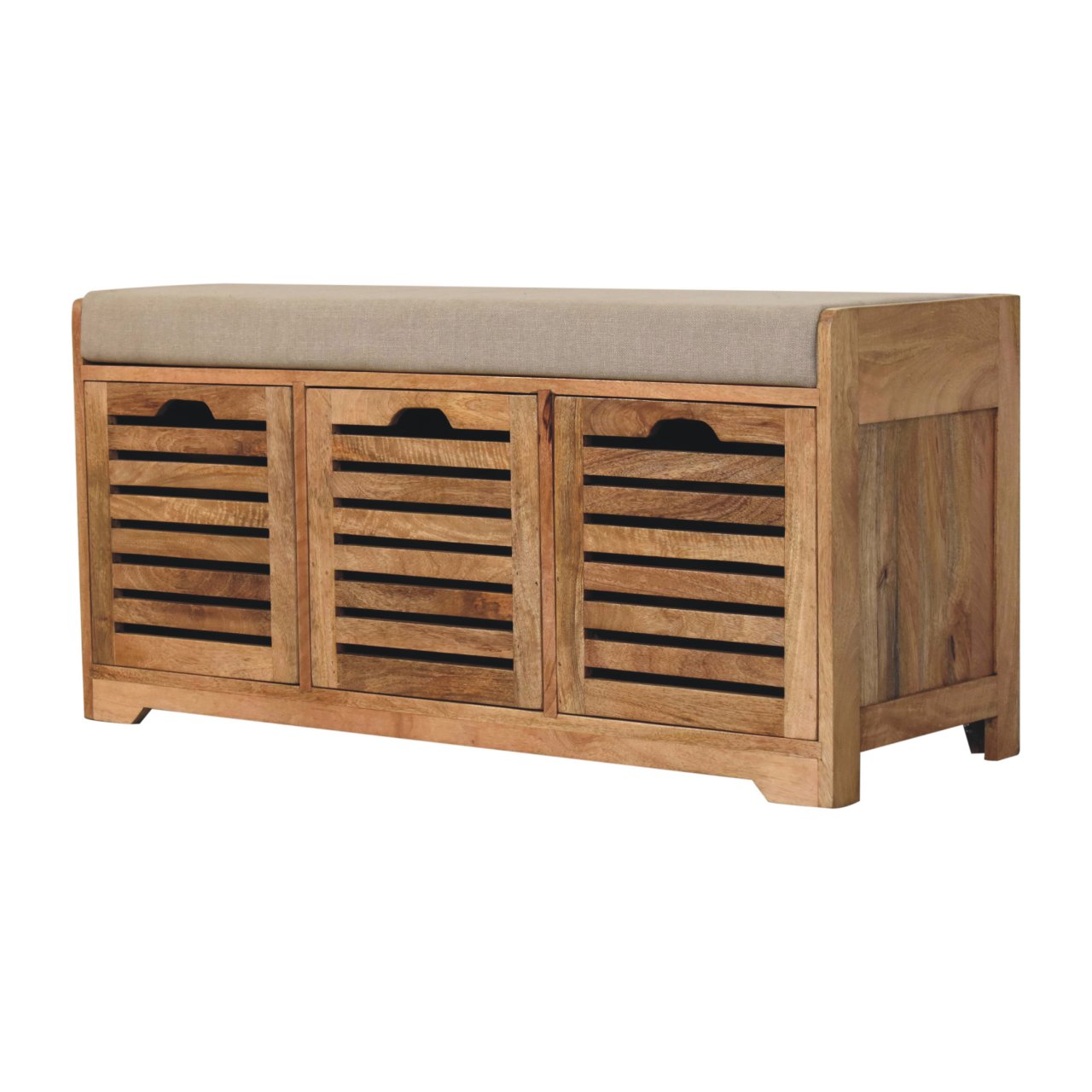 Shutter Oak-ish Shoe Bench | Solid Mango Wood