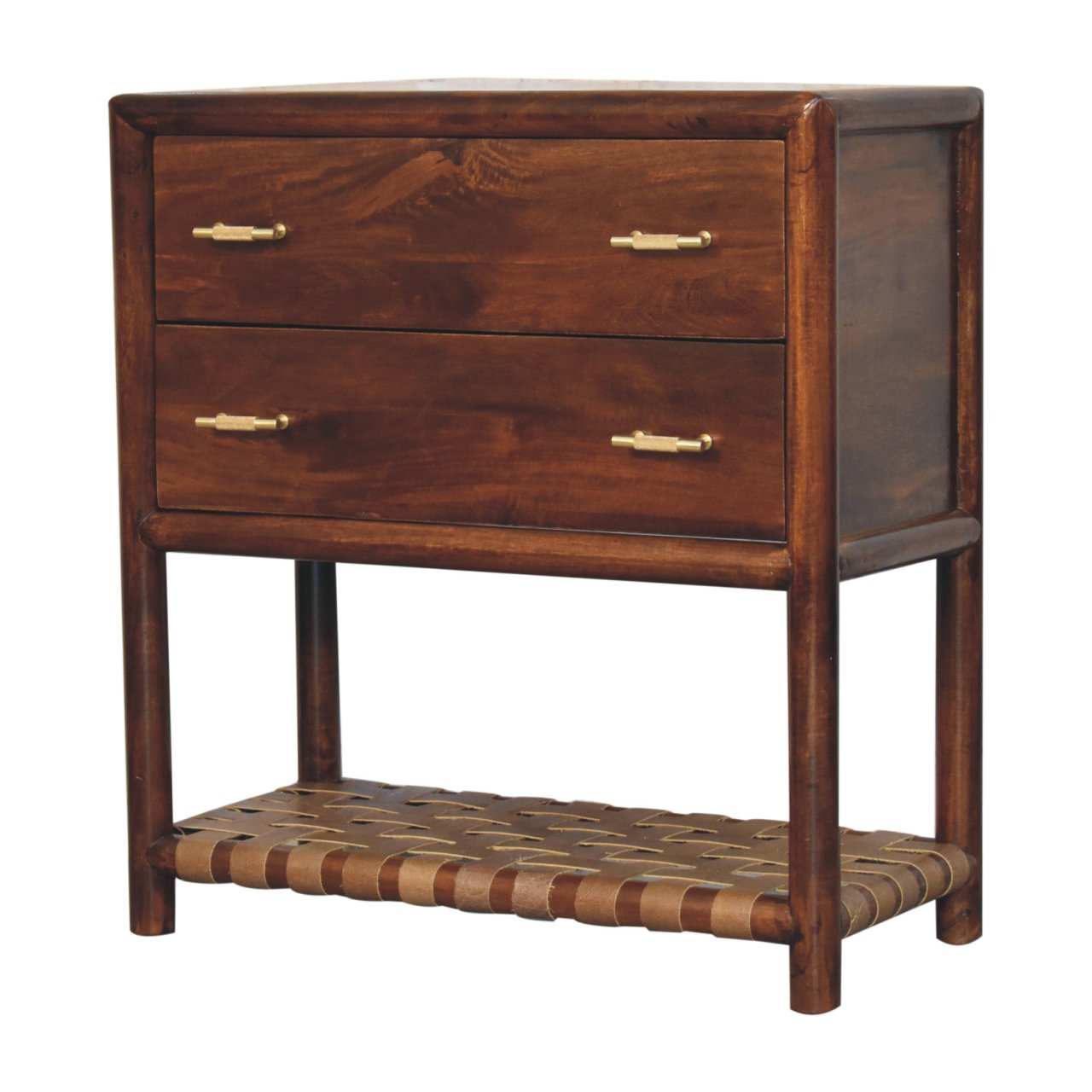 Regency Woven 2-Drawer Nightstand — front three-quarter view