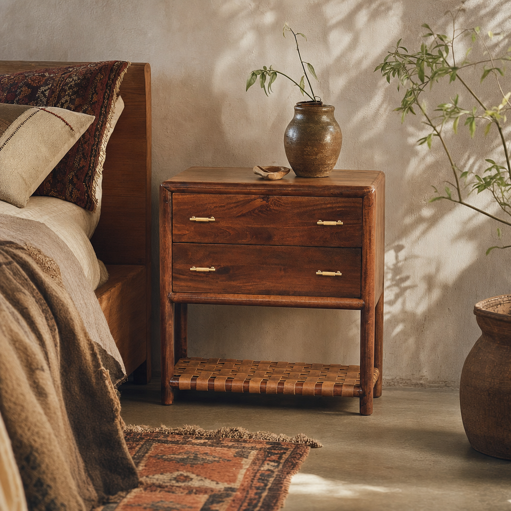 Regency Woven 2-Drawer Nightstand — lifestyle photo
