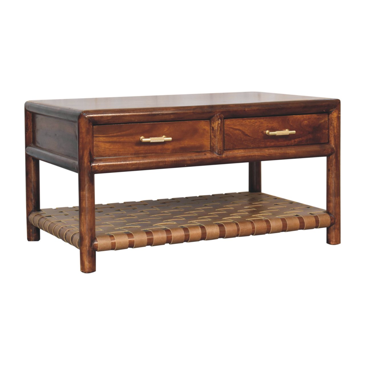 Regency Woven Coffee Table with 4 drawers | Solid Mango Wood
