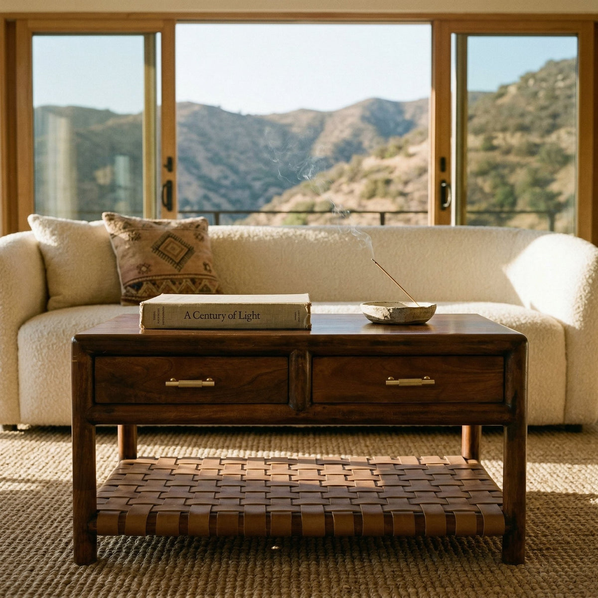 Regency Woven Coffee Table with 4 drawers — lifestyle photo