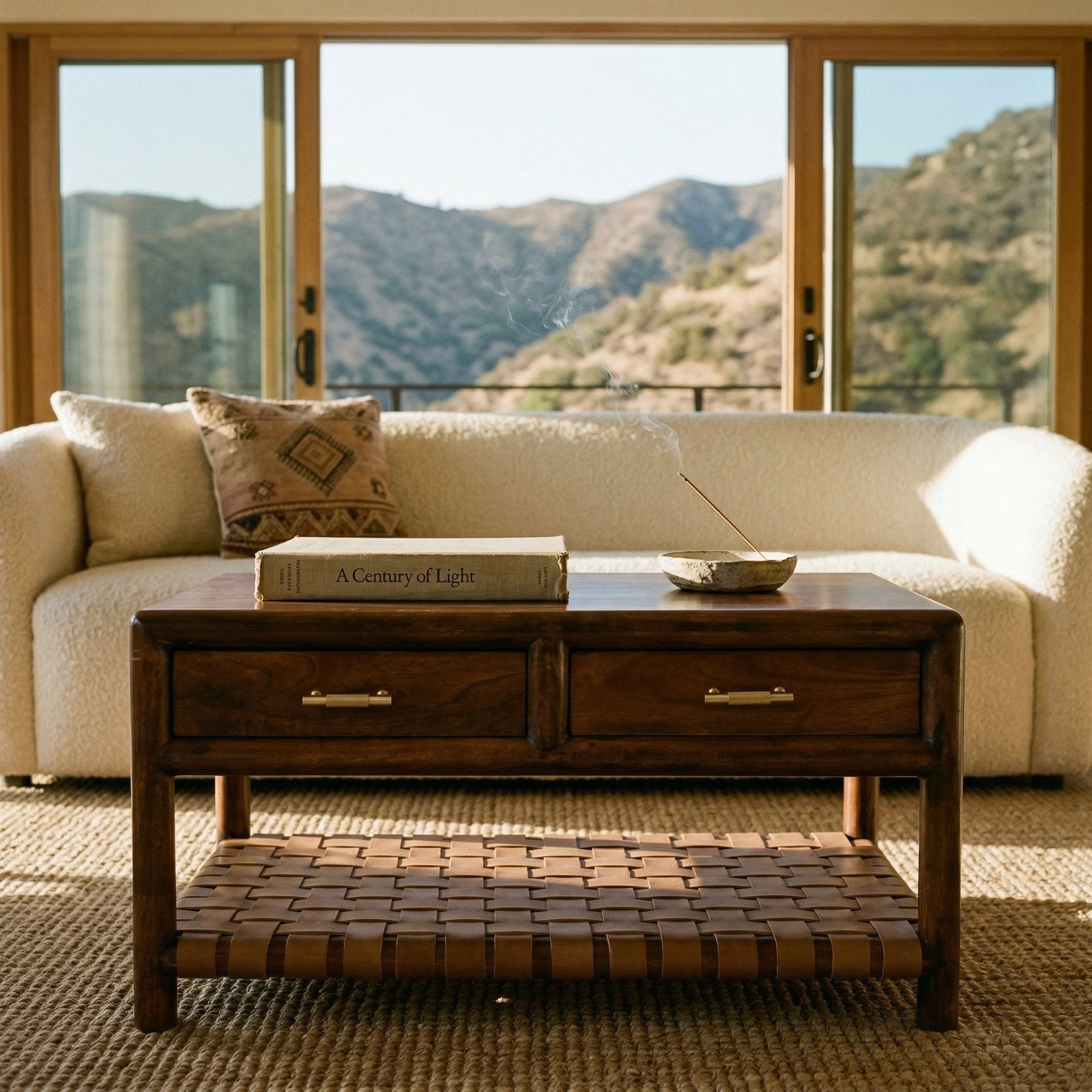 Regency Woven Coffee Table with 4 drawers — lifestyle photo