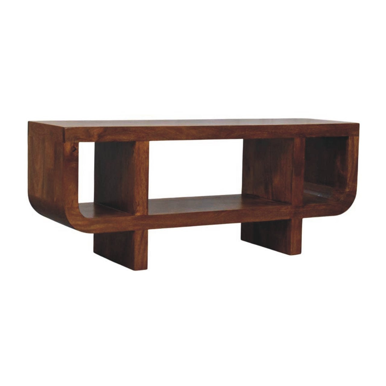 Orion Curved Chestnut Media Unit | Solid Mango Wood