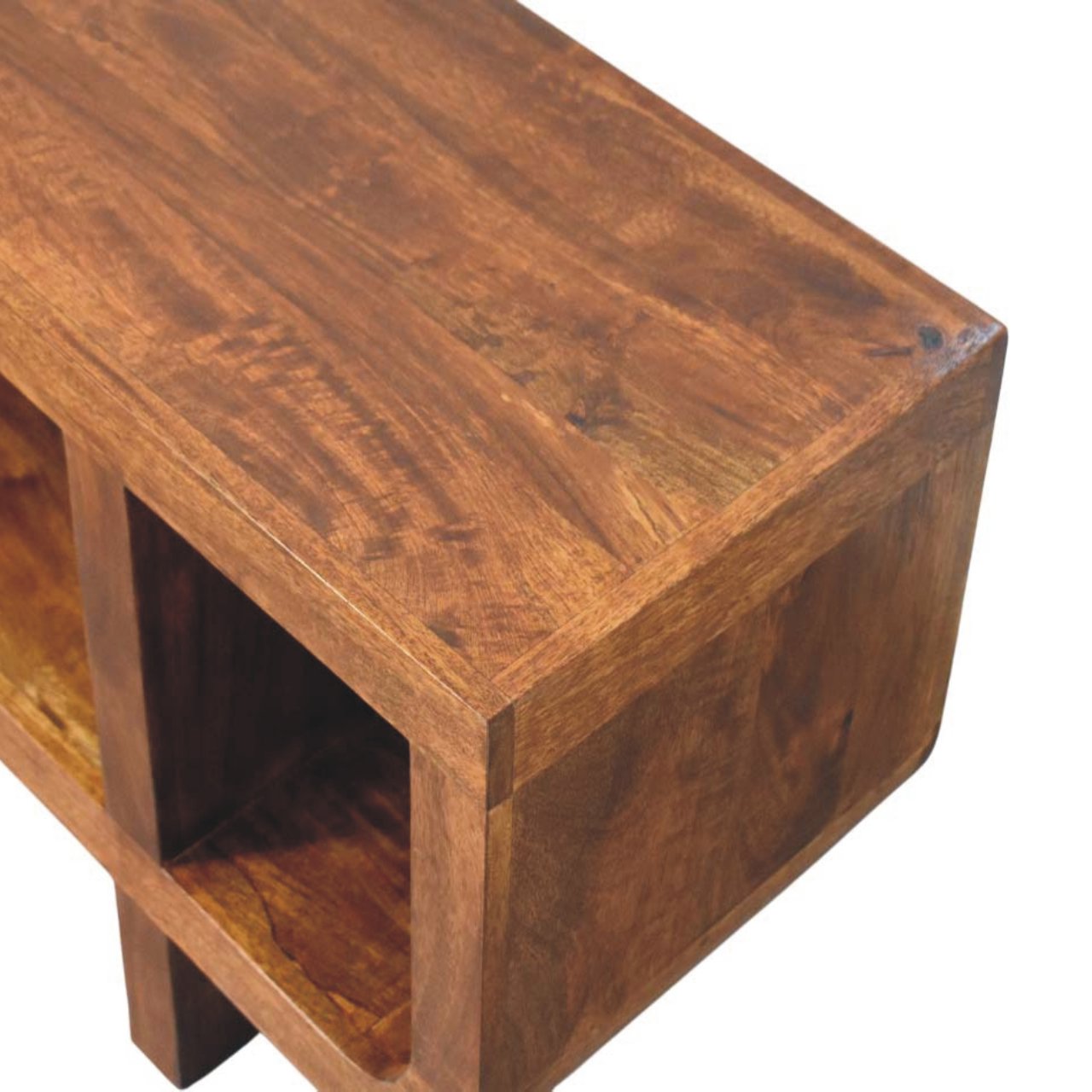 Orion Curved Chestnut Media Unit | Solid Mango Wood