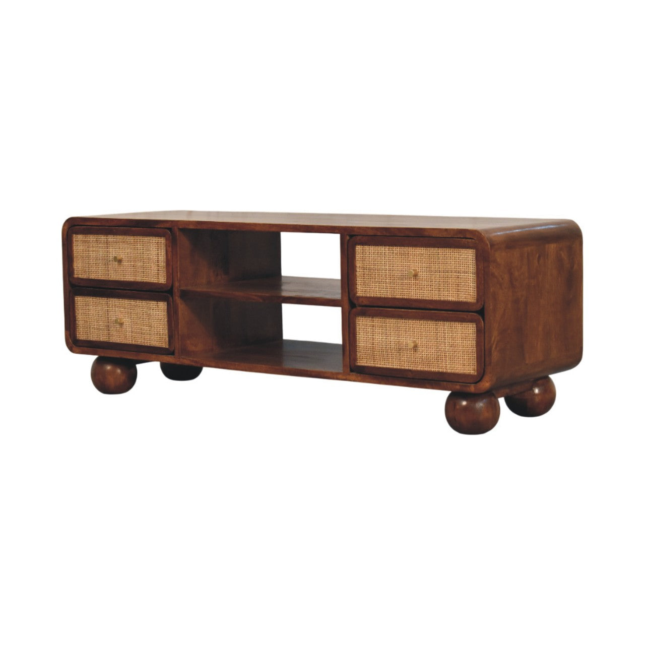 Larissa 4 Drawer Chestnut Media Unit | Solid Mango Wood