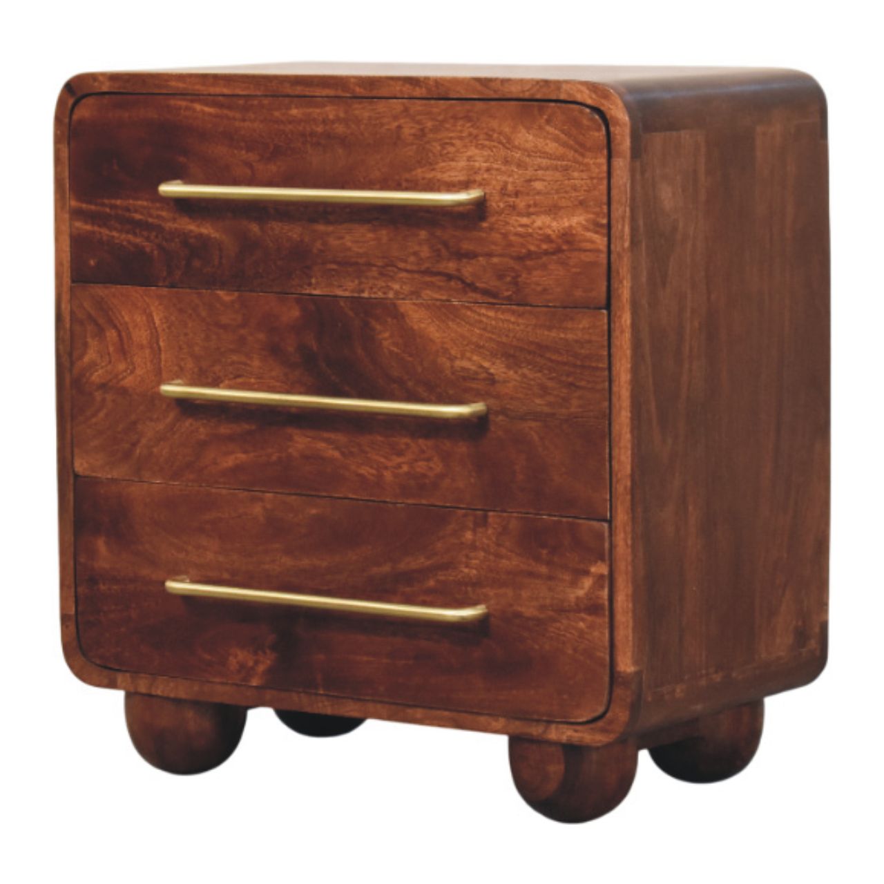 3-Drawer Rounded Chest — front three-quarter view