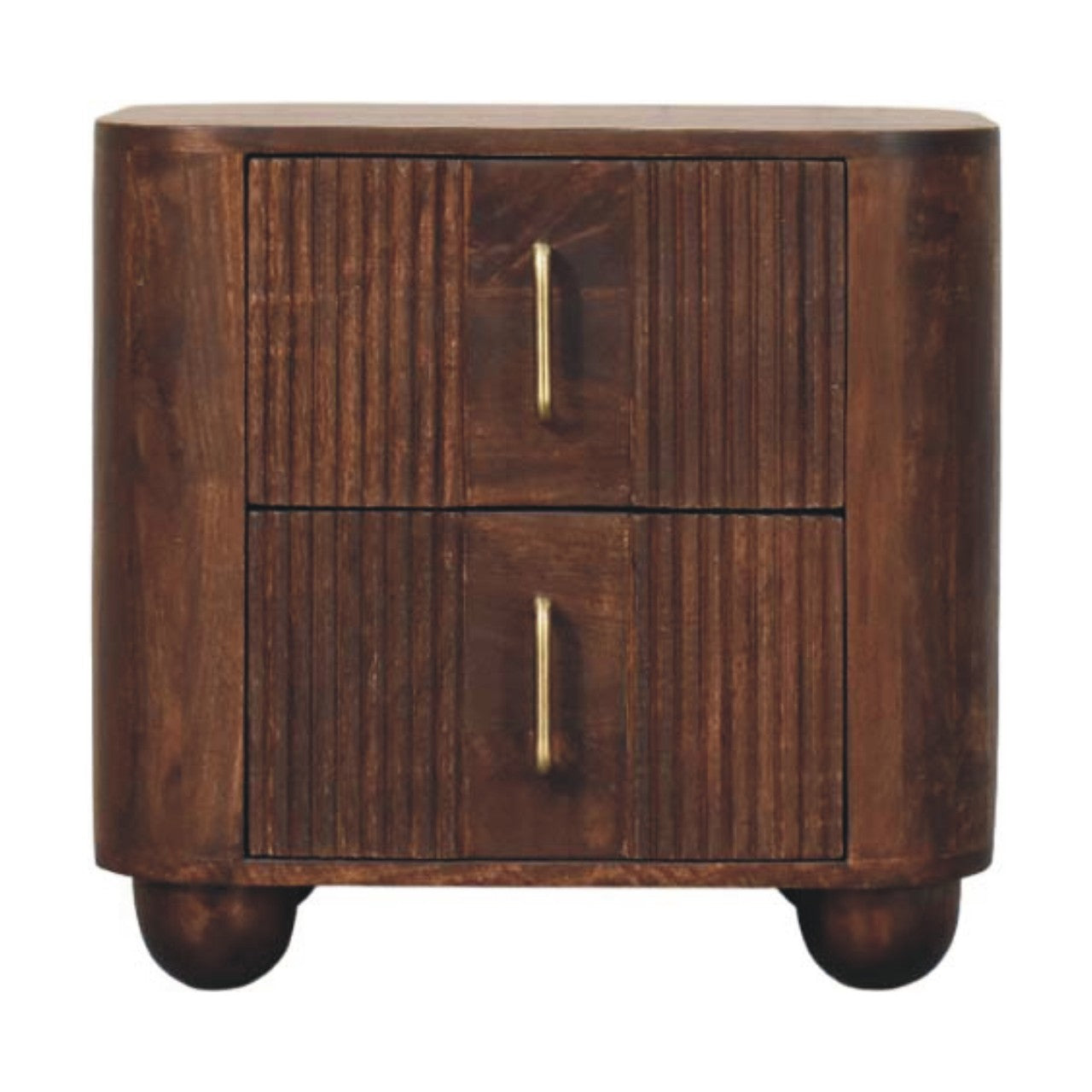 Marlowe Fluted Nightstand — main view, handcrafted solid mango wood