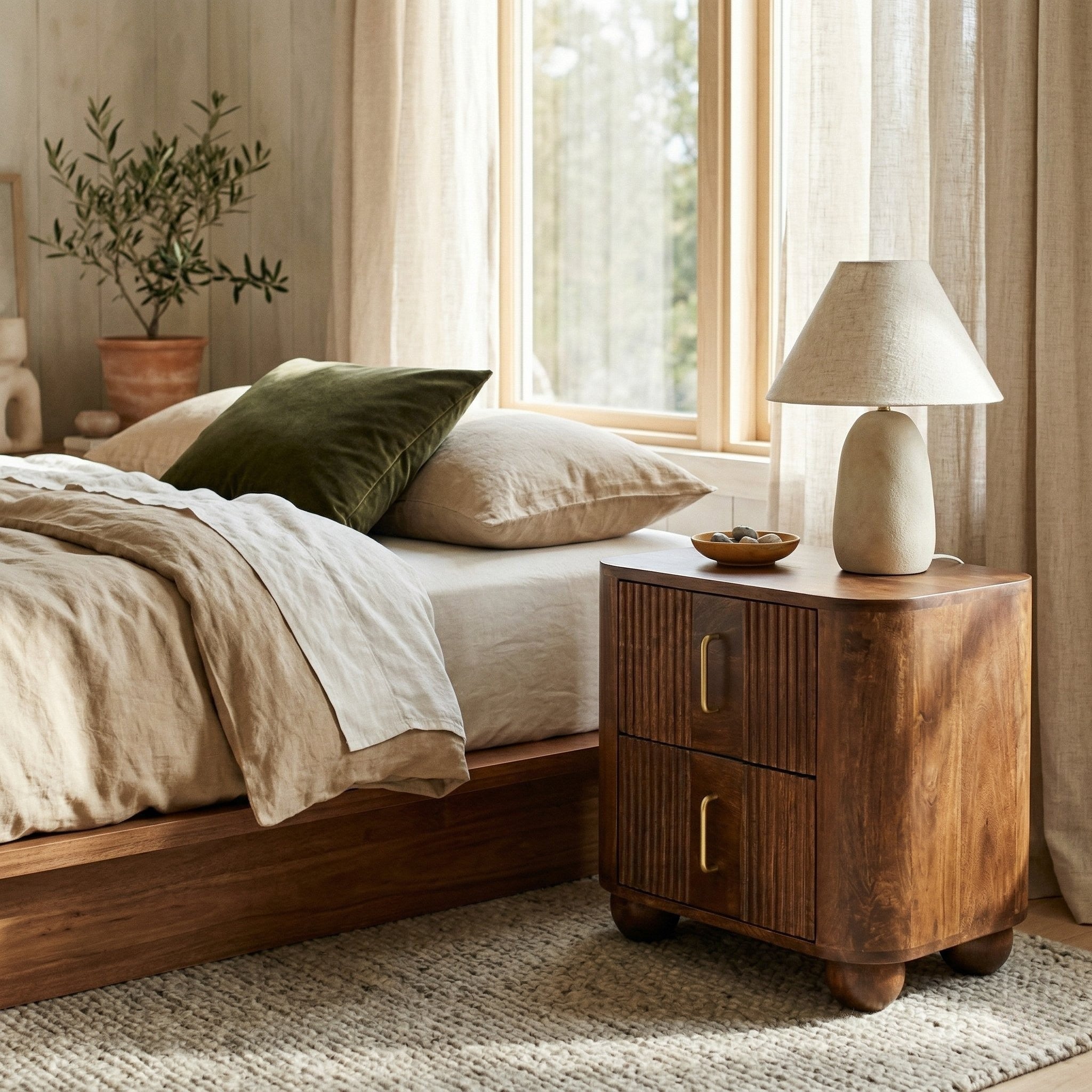 Marlowe Fluted Nightstand — lifestyle photo