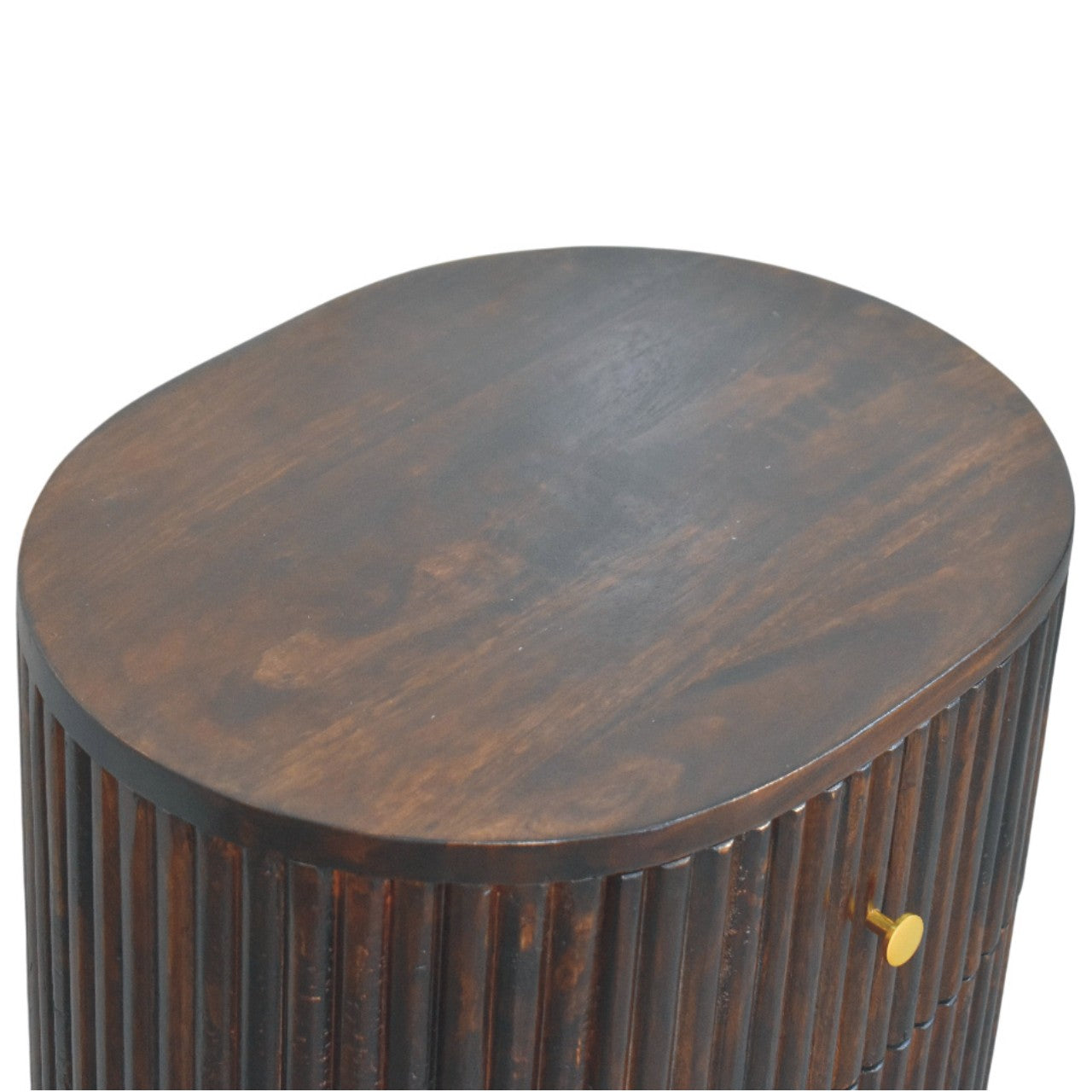 Curved Fluted 3-Drawer Bedside Table | Solid Mango Wood