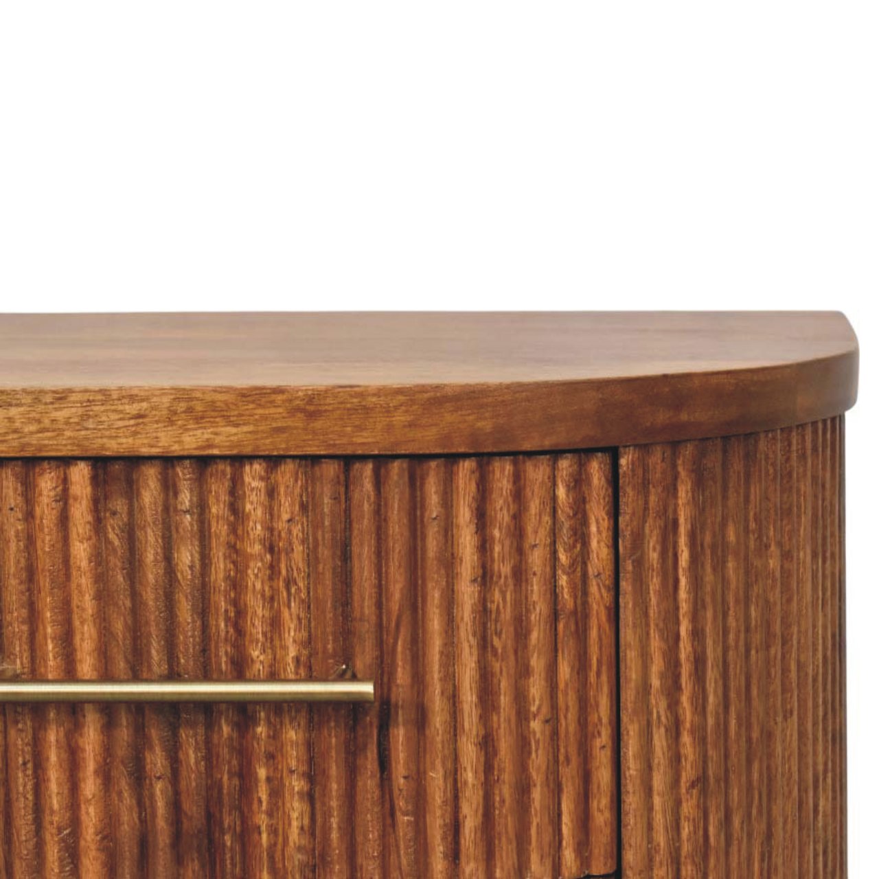 Ribbed Bedside Table with Brass Accents — detail close-up