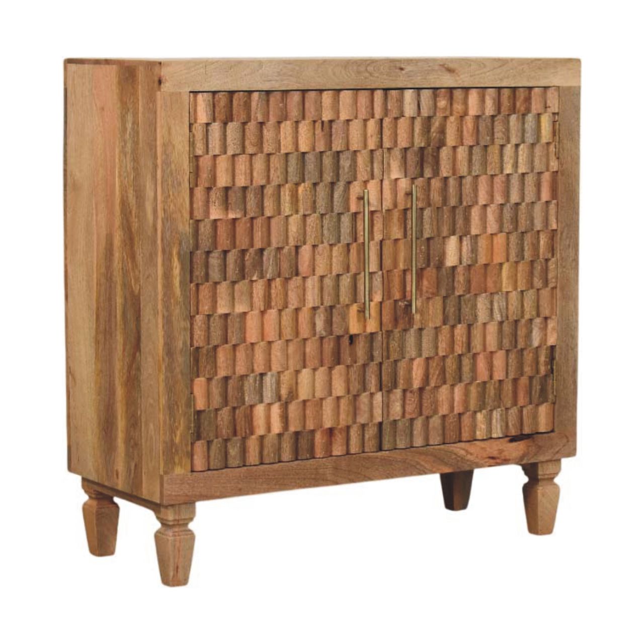 Cadiz Carved Block Cabinet — front three-quarter view