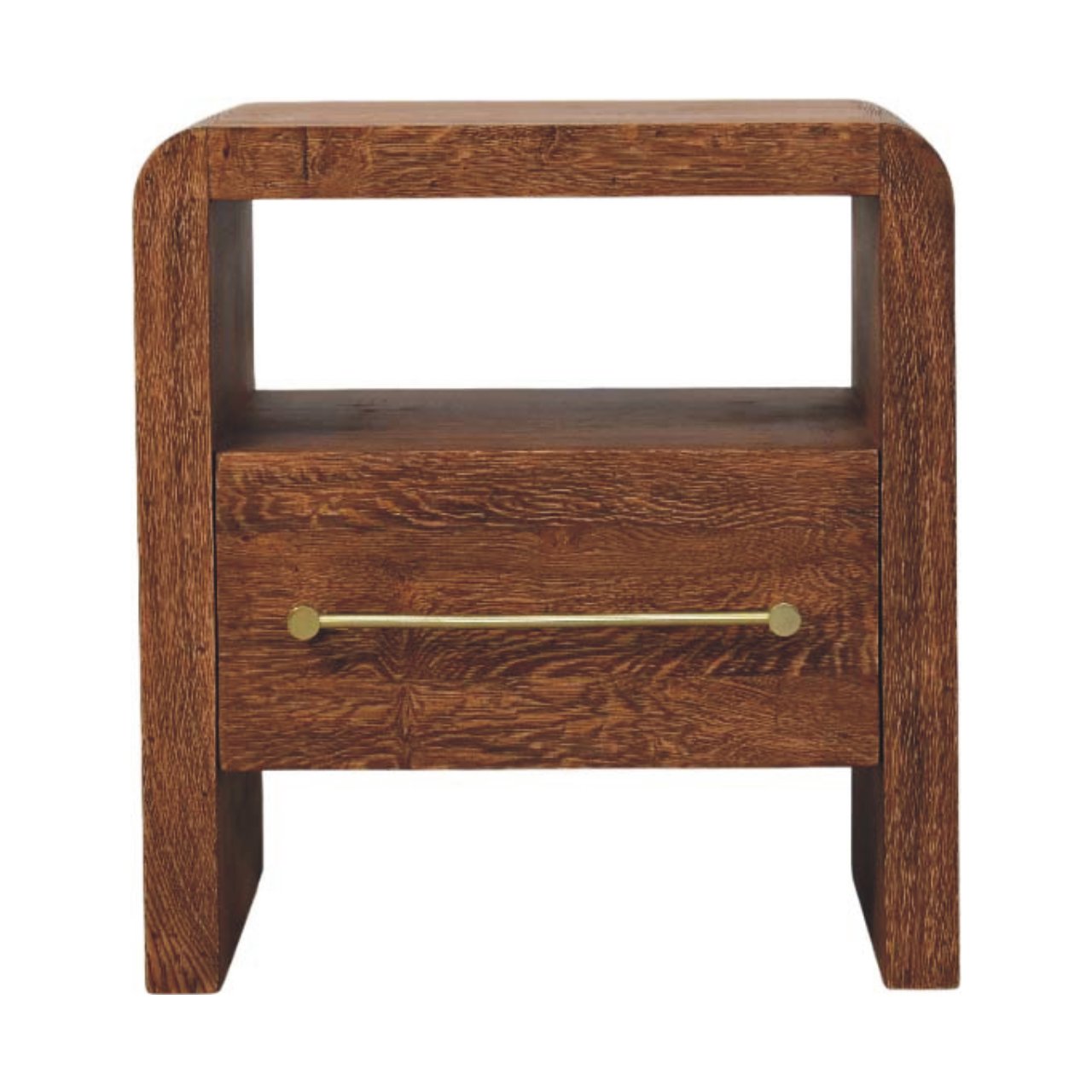 Aurelio Smoked Oak Open Bedside Table | Solid Mango Wood