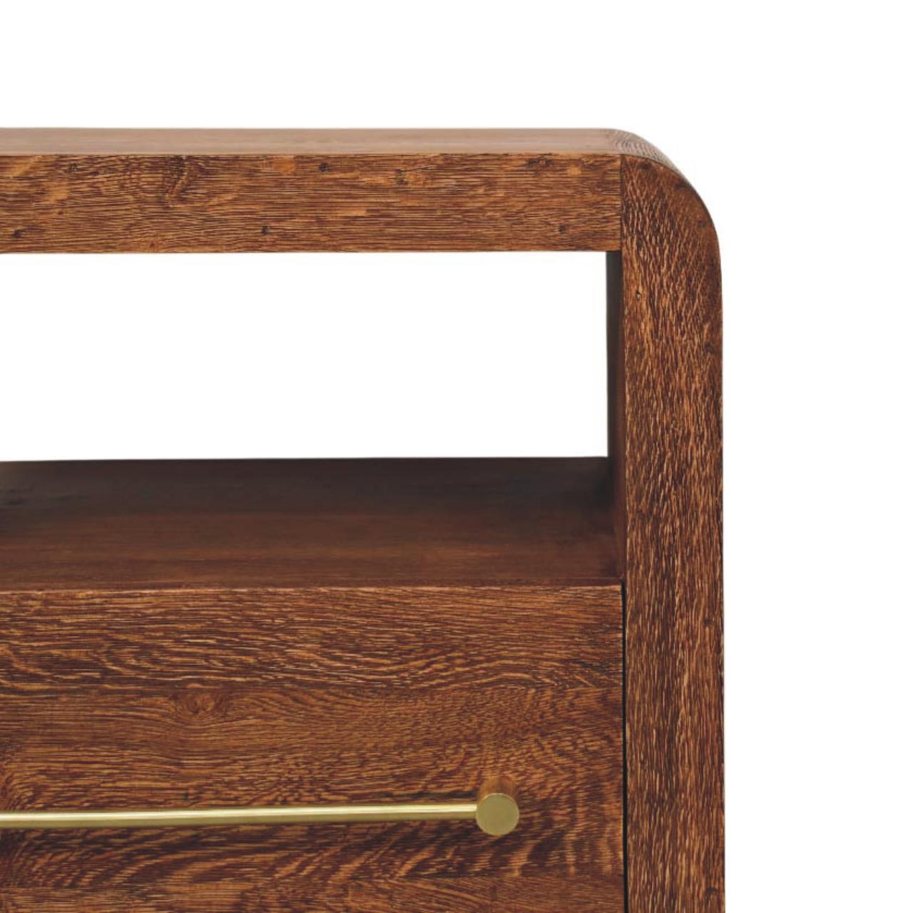 Aurelio Smoked Oak Open Bedside Table | Solid Mango Wood