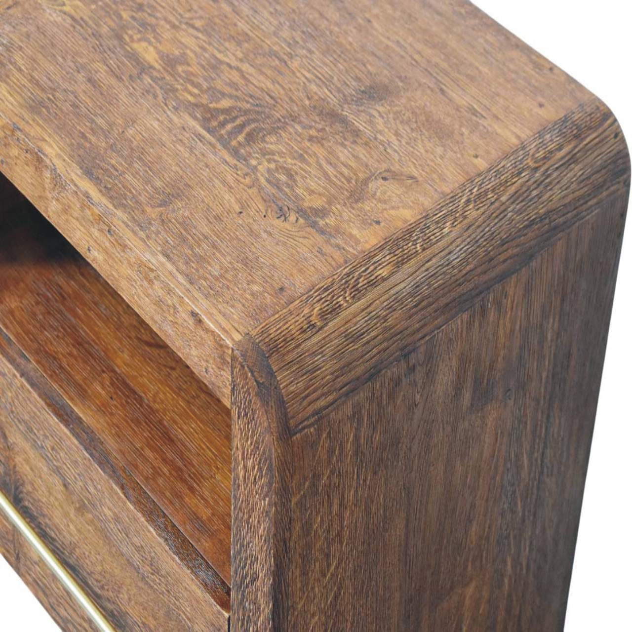 Aurelio Smoked Oak Open Bedside Table | Solid Mango Wood