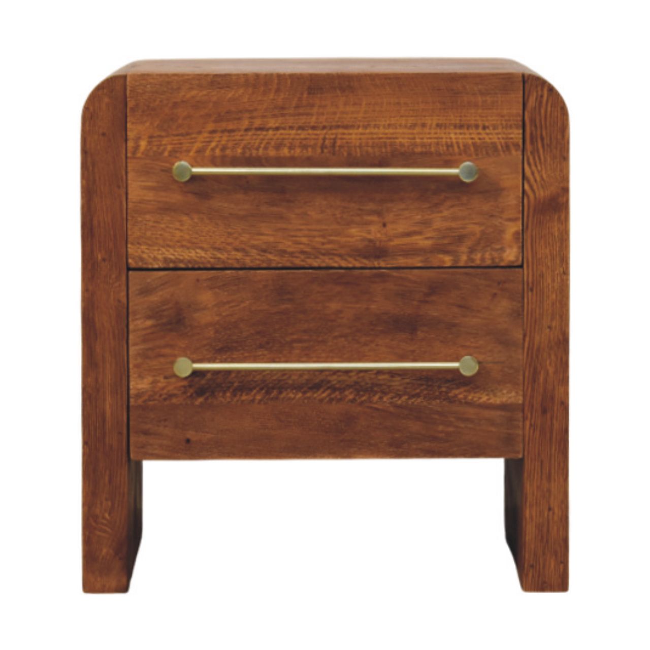 Aurelio Twin Drawer Bedside Table — main view, handcrafted solid mango wood