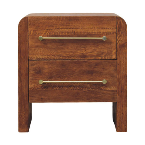 Aurelio Twin Drawer Bedside Table — main view, handcrafted solid mango wood