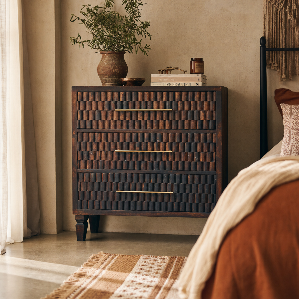 Cadiz Carved Drawer Chest — lifestyle photo