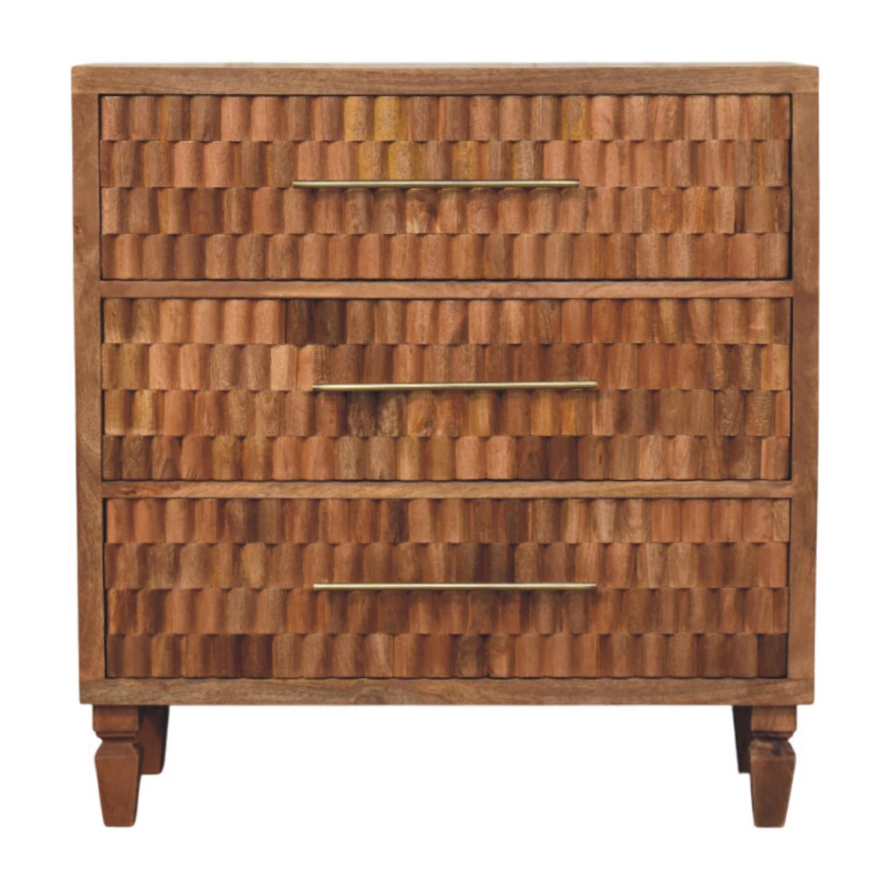 Cadiz Carved Storage Chest — main view, handcrafted solid mango wood