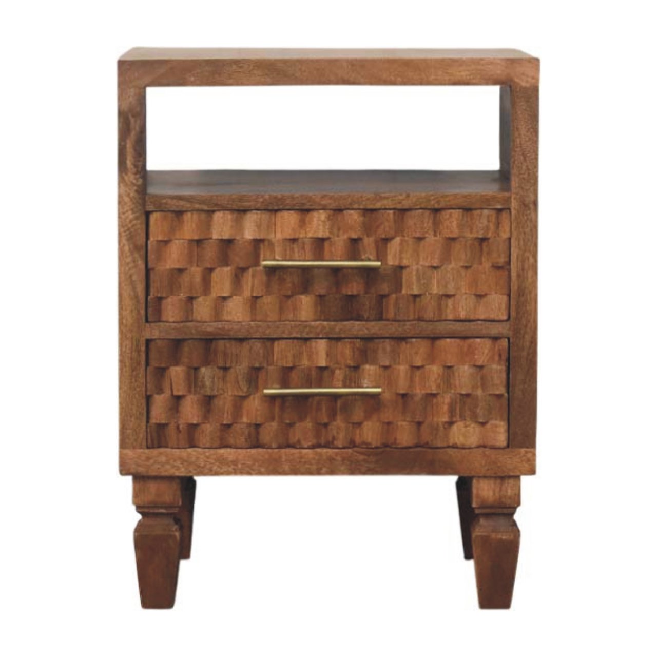 Cadiz Carved Open-Shelf Bedside Table | Solid Mango Wood