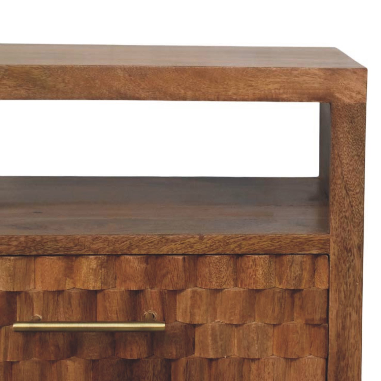 Cadiz Carved Open-Shelf Bedside Table | Solid Mango Wood