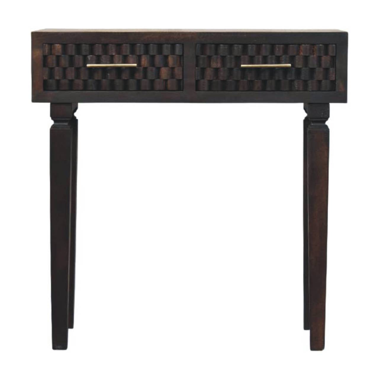 Cadiz Carved Slim Console — main view, handcrafted solid mango wood