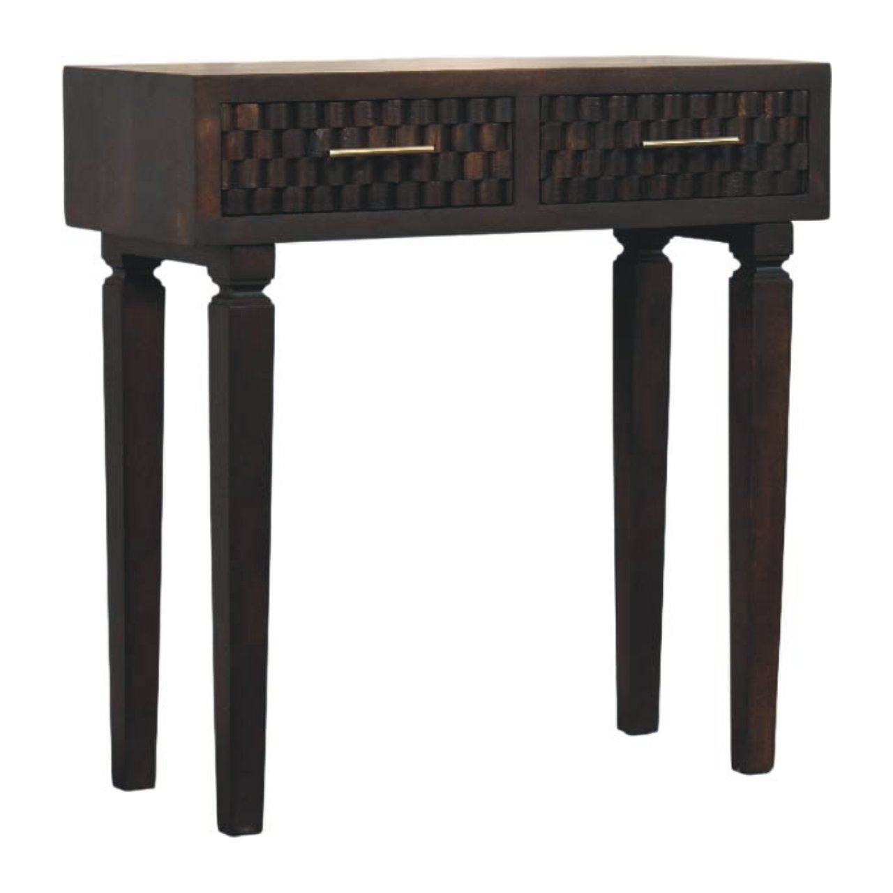 Cadiz Carved Slim Console — front three-quarter view
