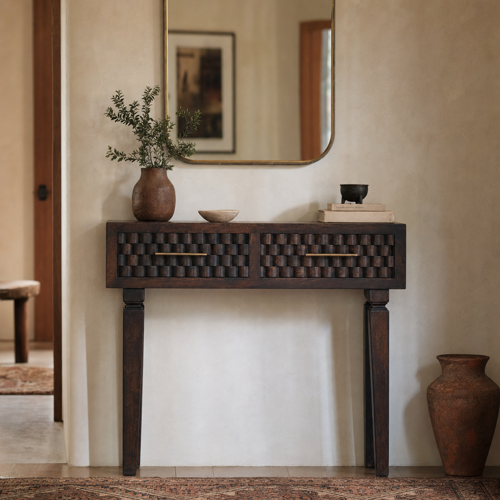 Cadiz Carved Slim Console — lifestyle photo