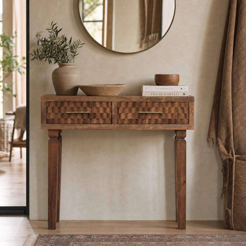 Cadiz Carved Twin-Drawer Console — lifestyle photo