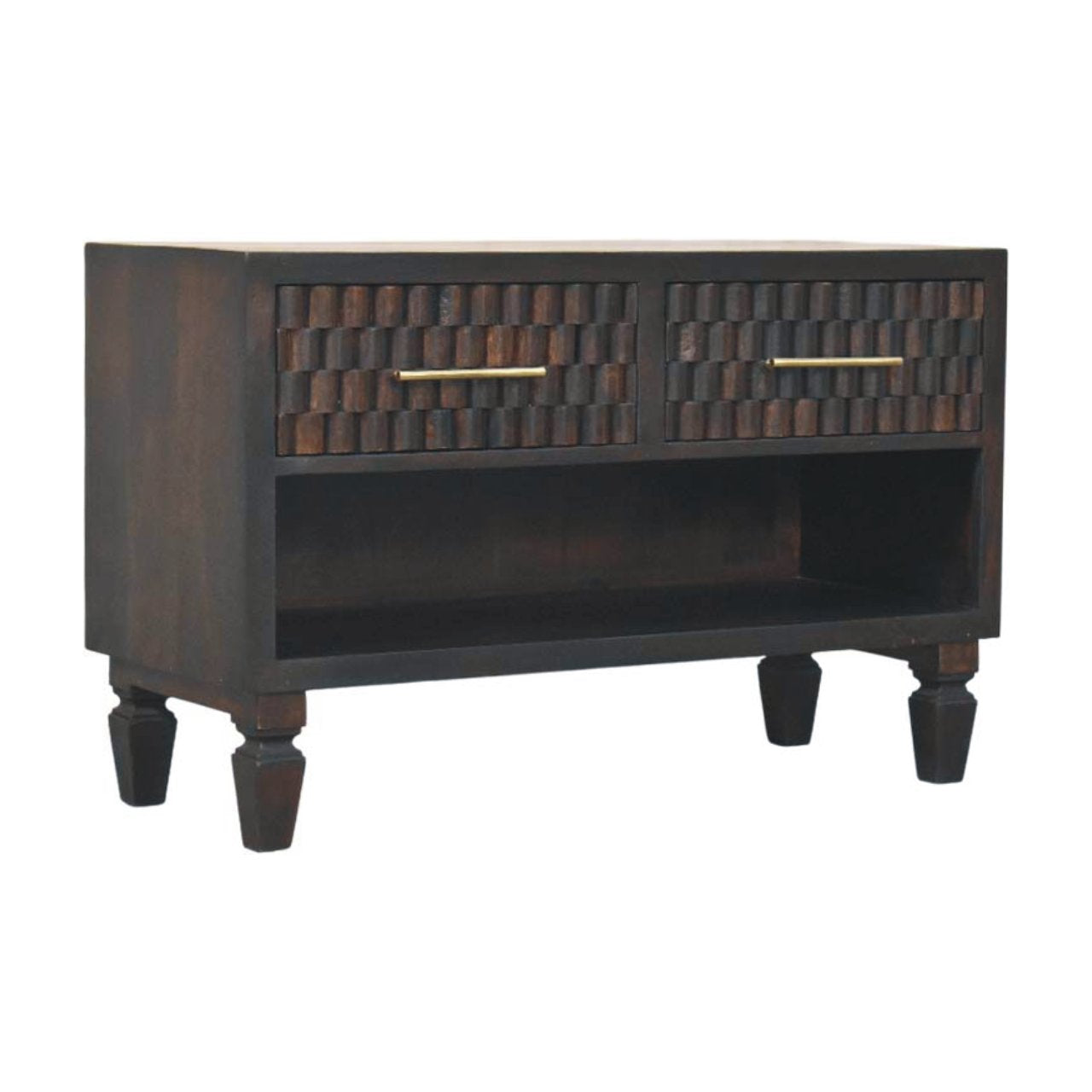 Cadiz Carved Shoe Storage Bench | Solid Mango Wood