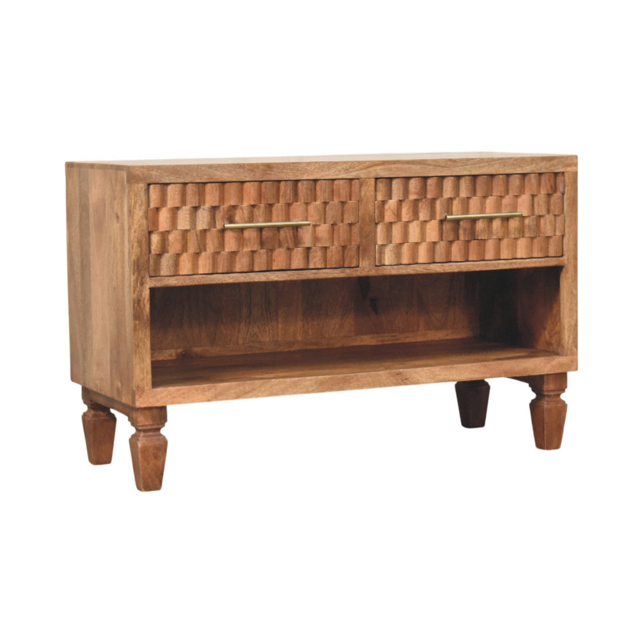 Cadiz Carved Entryway Shoe Cabinet | Solid Mango Wood