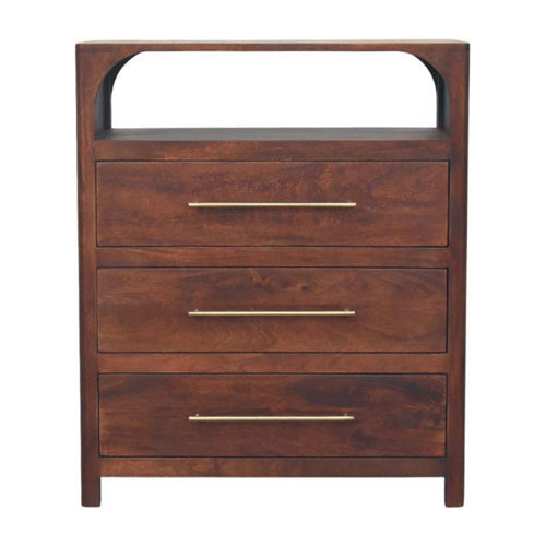Arched Edge 3 Drawer Chest — main view, handcrafted solid mango wood