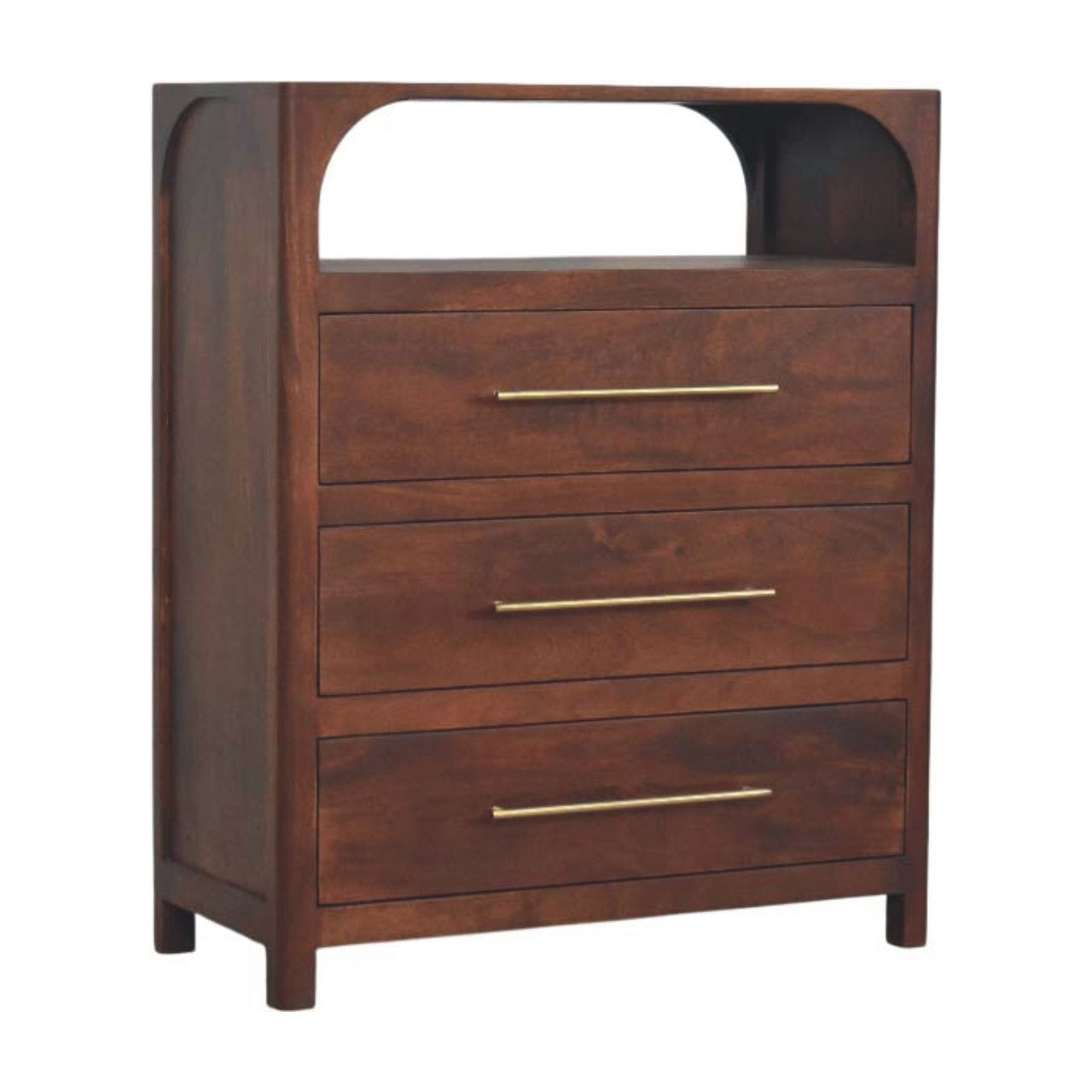 Arched Edge 3 Drawer Chest | Solid Mango Wood