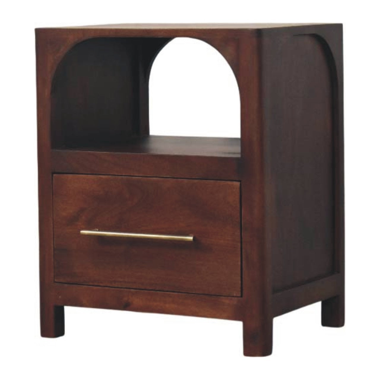 Arched Edge 1 Drawer Bedside Table | Solid Mango Wood