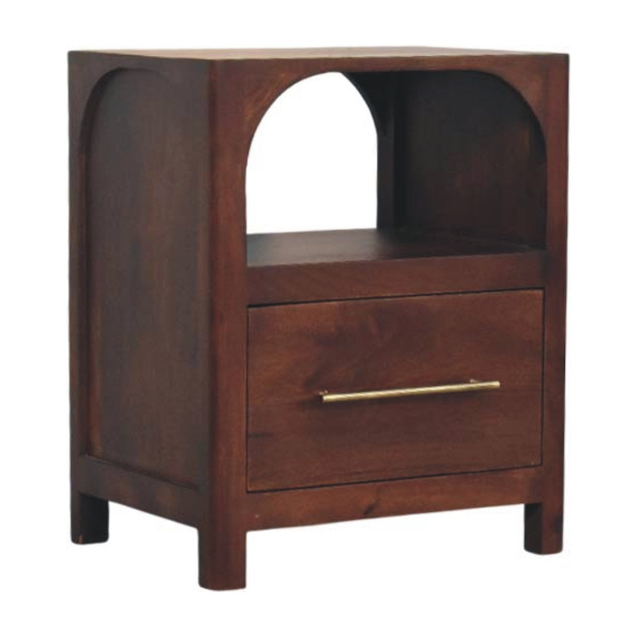 Arched Edge 1 Drawer Bedside Table | Solid Mango Wood