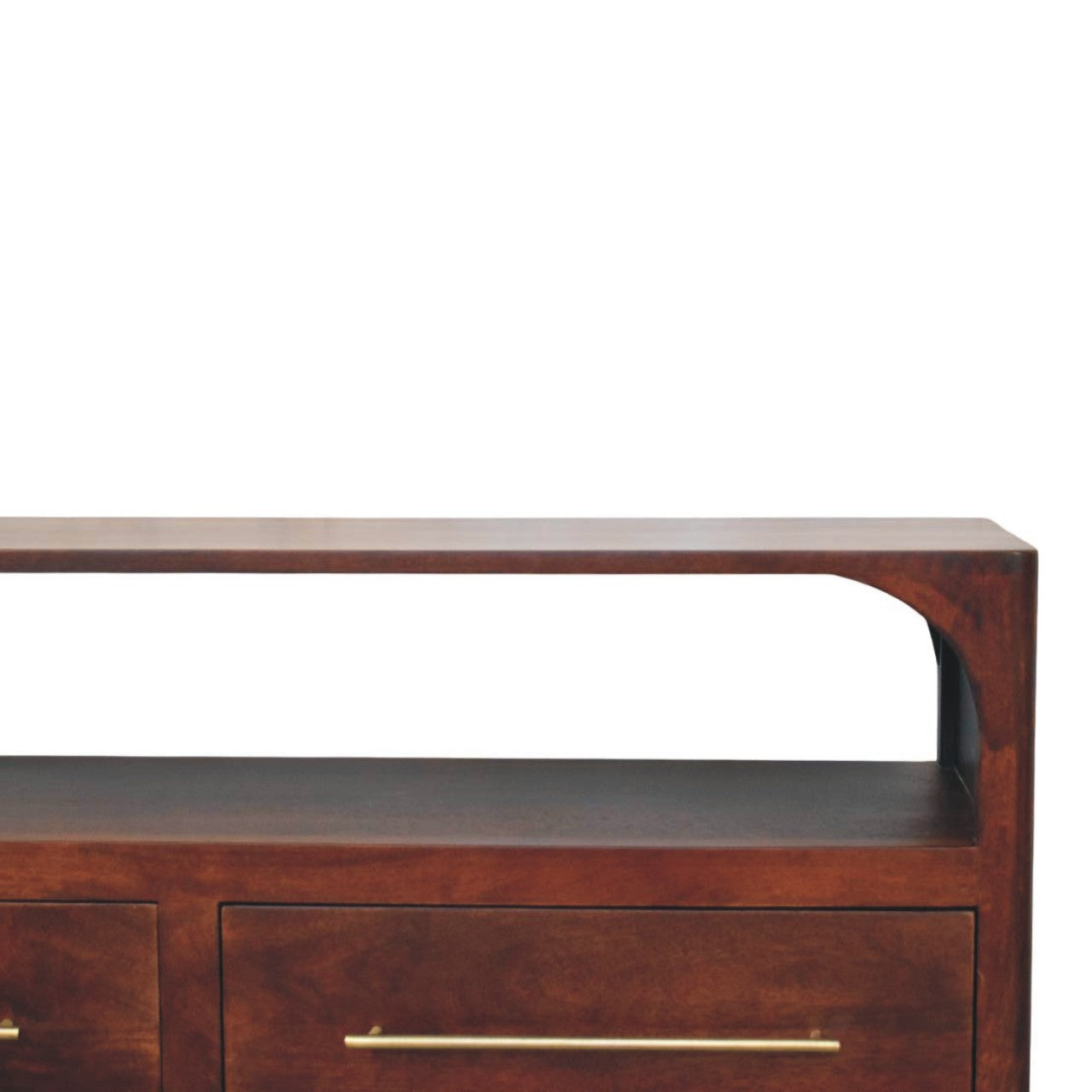 Arched Edge 2 Drawer Media Unit | Solid Mango Wood