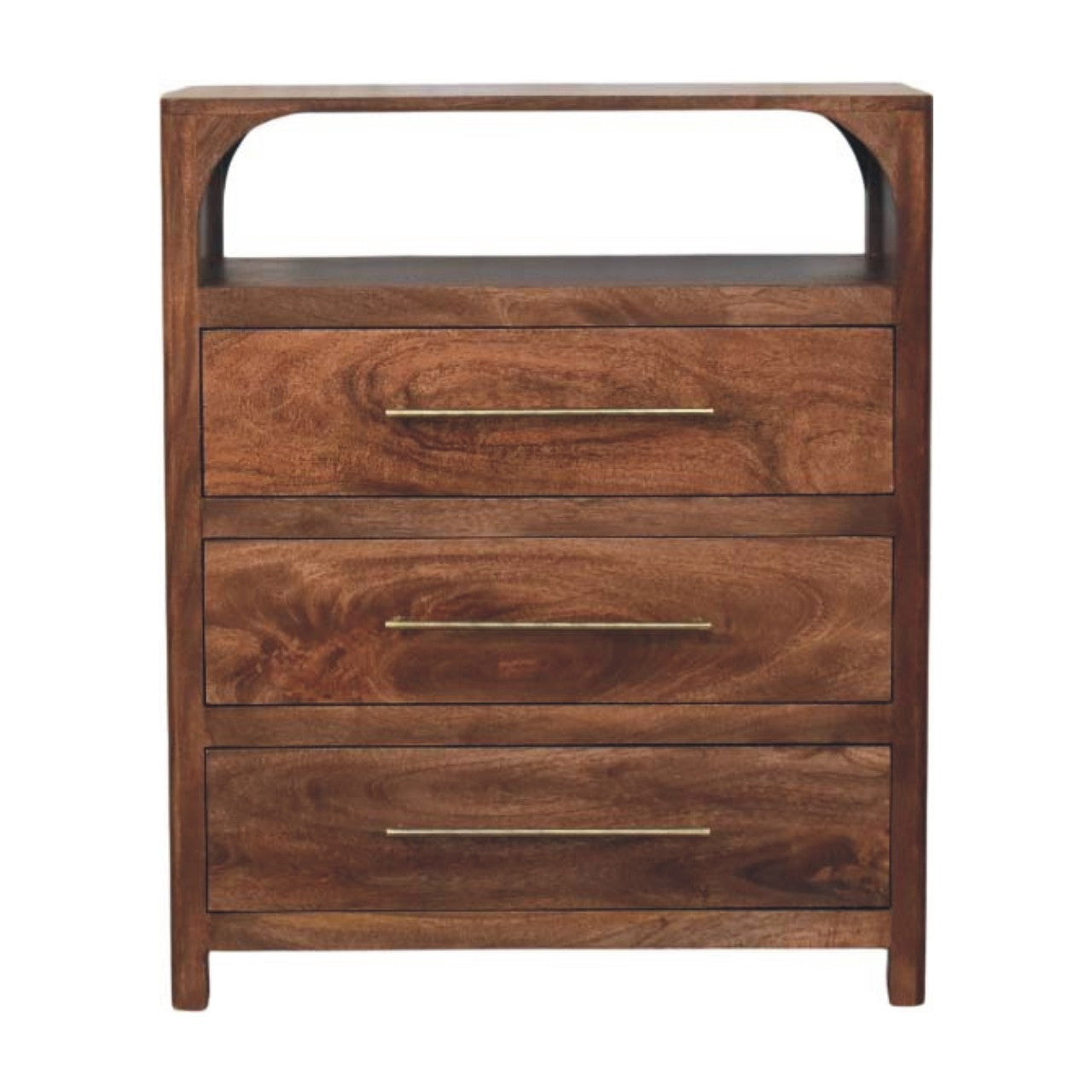 Arc-Line 3 Drawer Chest — main view, handcrafted solid mango wood