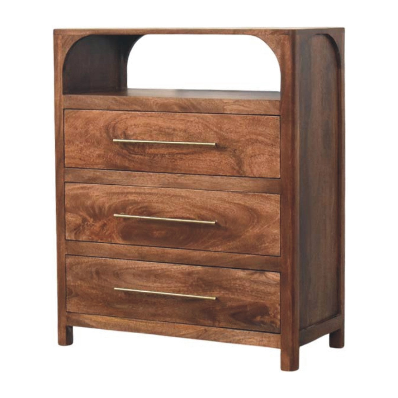 Arc-Line 3 Drawer Chest — front three-quarter view