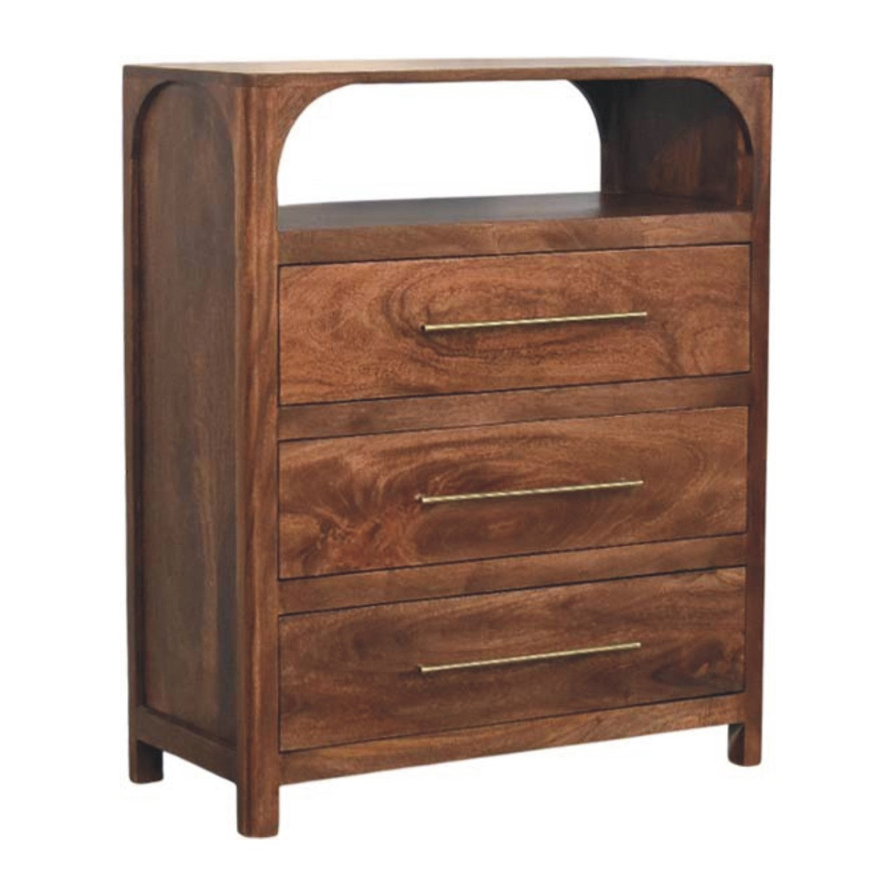 Arc-Line 3 Drawer Chest | Solid Mango Wood