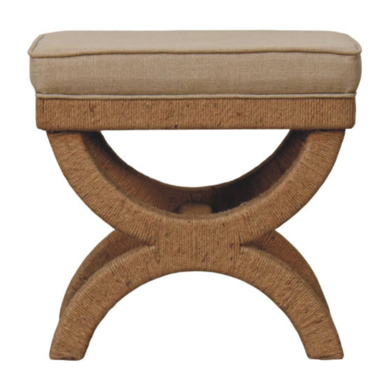 Rattan Arch Bench — main view, handcrafted solid mango wood