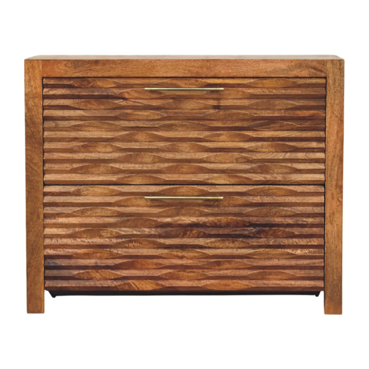 Amber Wavefront Cabinet — main view, handcrafted solid mango wood