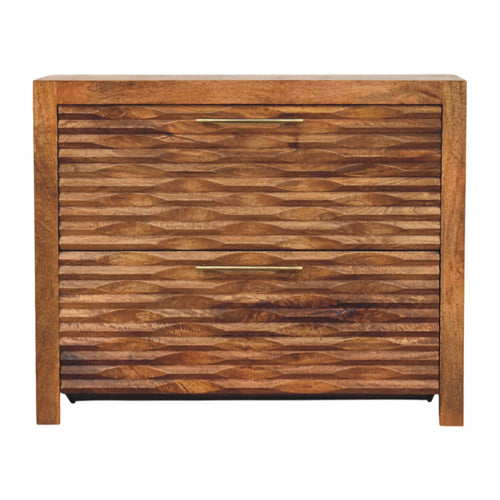 Amber Wavefront Cabinet — main view, handcrafted solid mango wood