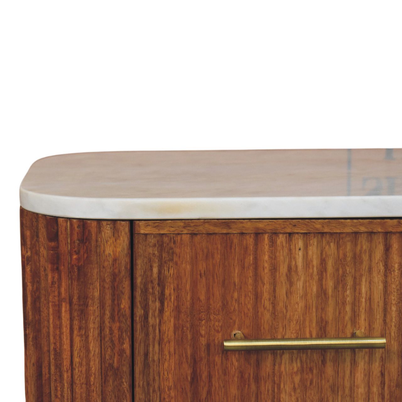 Aurora Marble Bedside Table | Solid Mango Wood