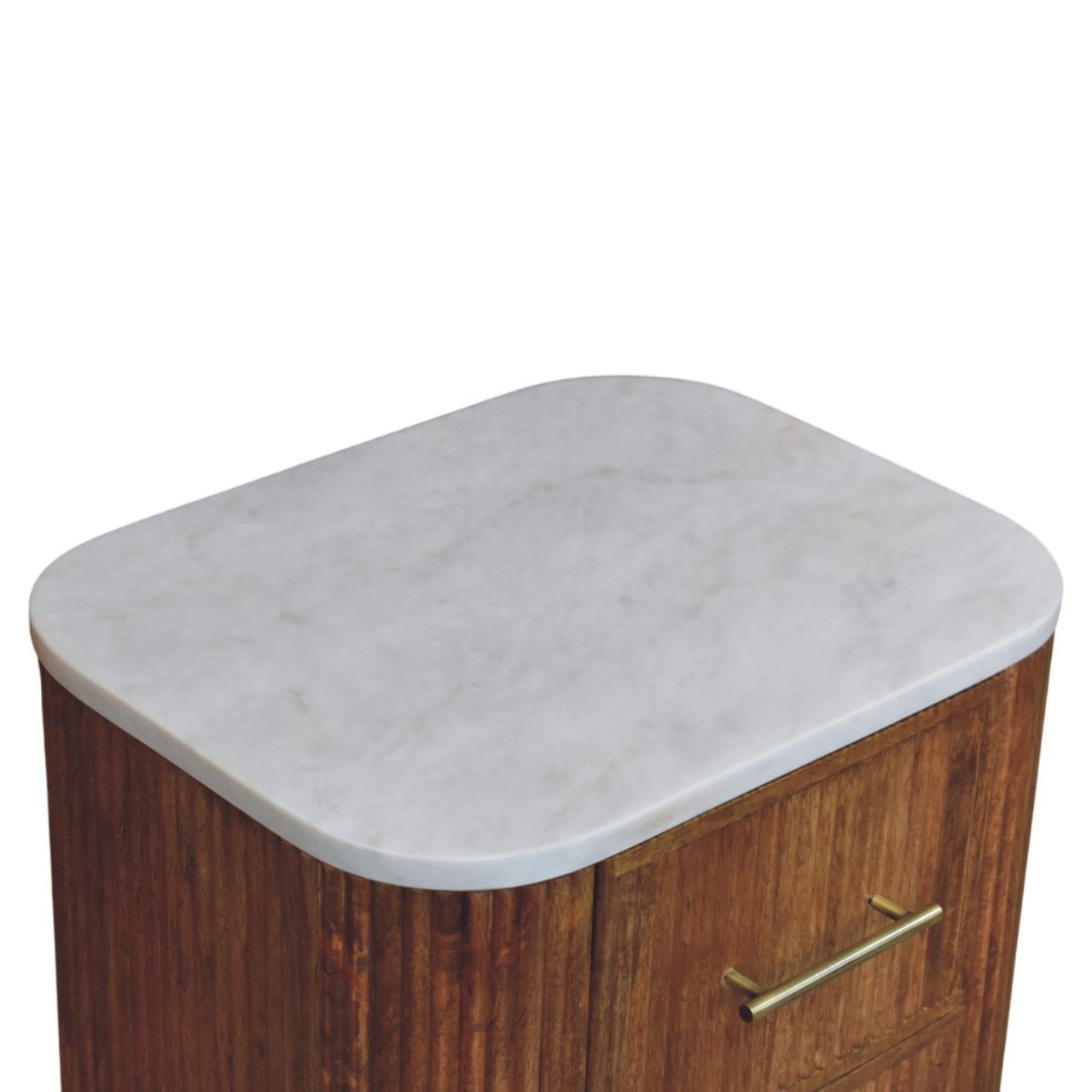 Aurora Marble Bedside Table | Solid Mango Wood