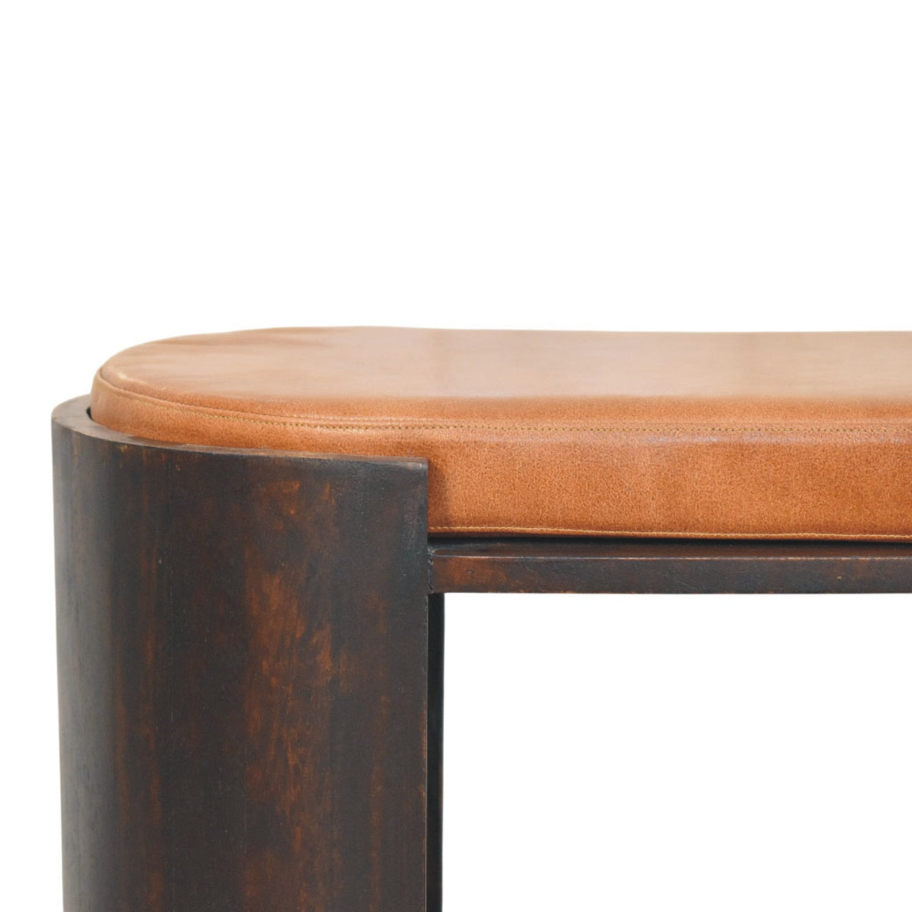 Valencia Leather Shoe Bench | Solid Mango Wood